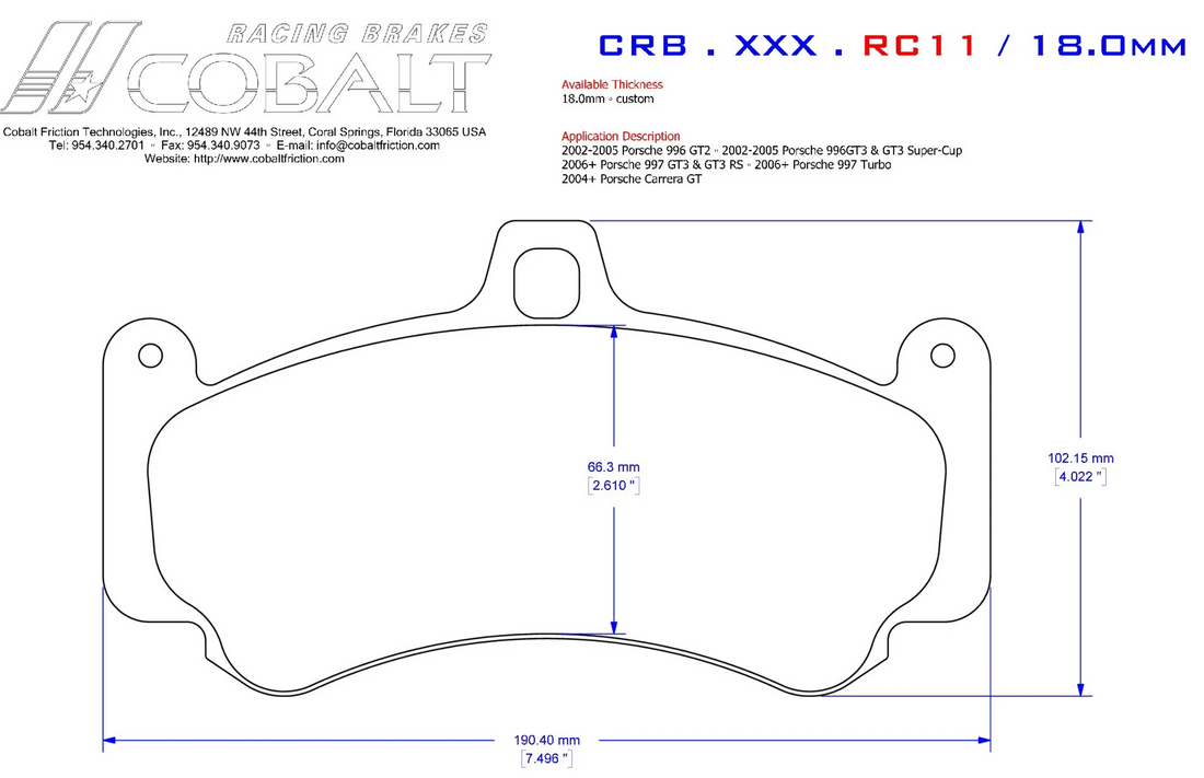 Cobalt Brake Pads RC11 Brake Pads (Front)