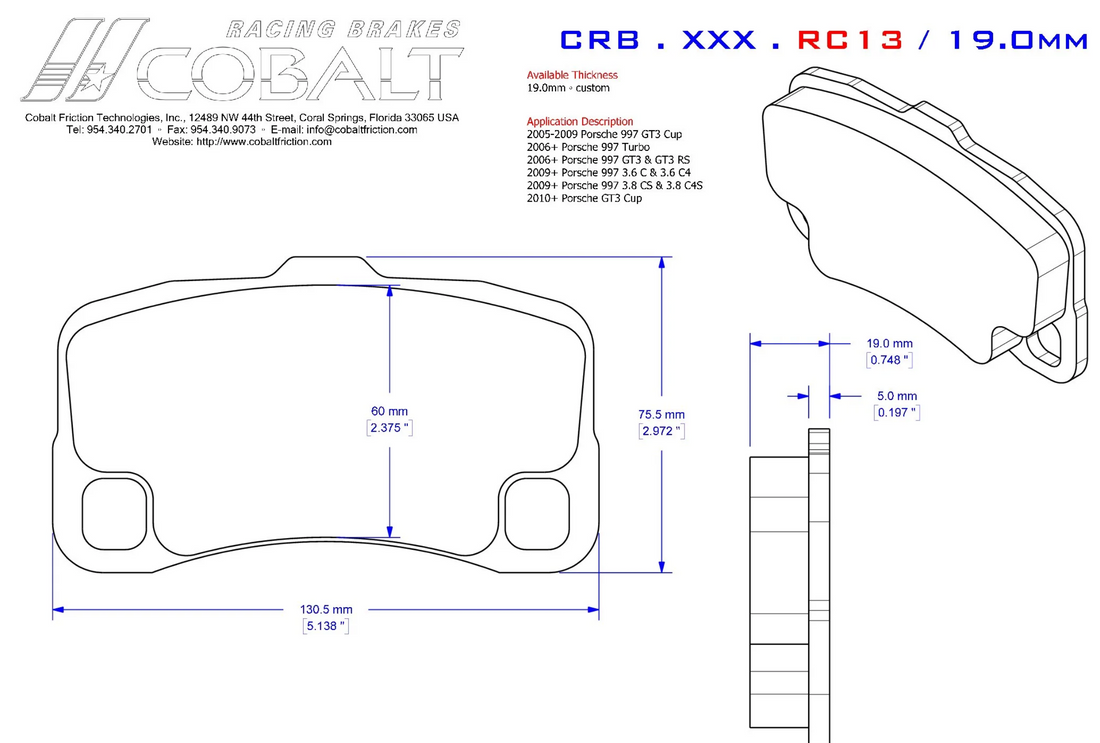 Cobalt Brake Pads RC13 Brake Pads (Rear)