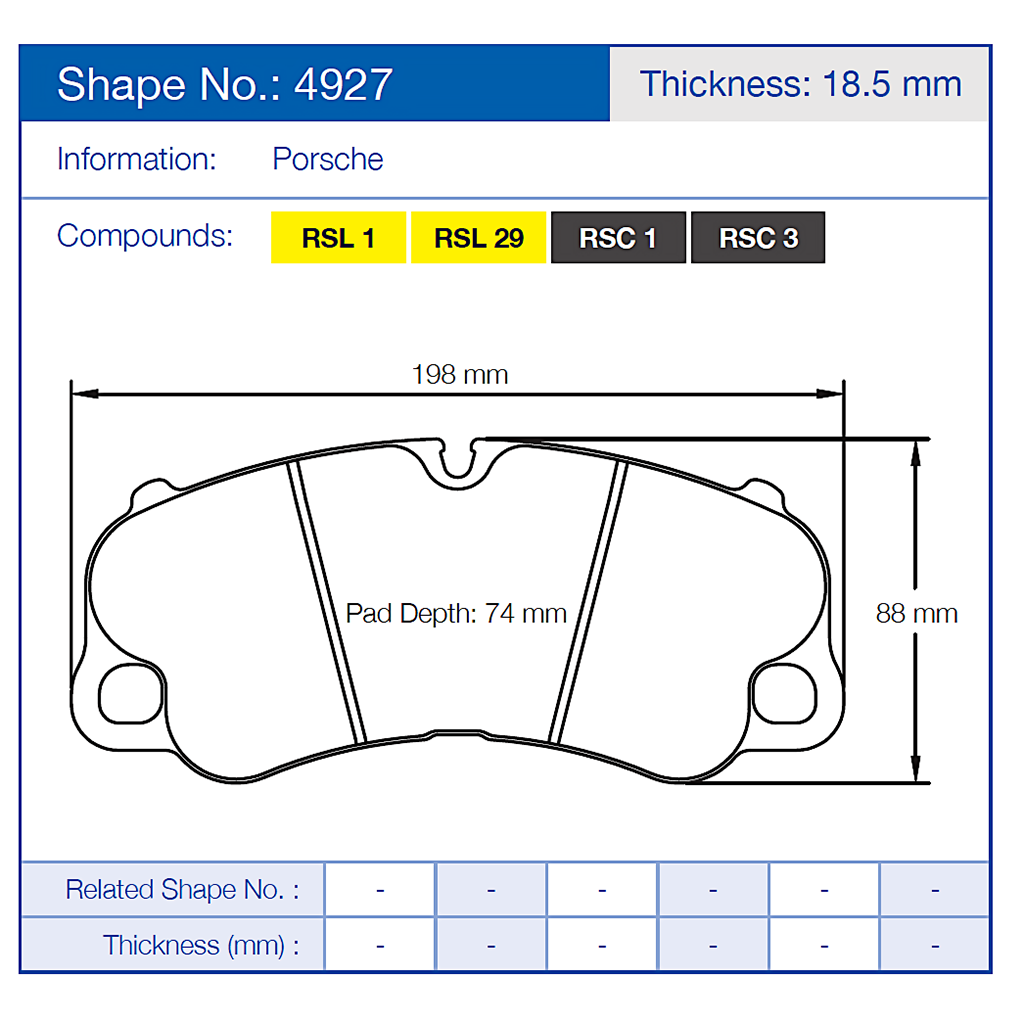 Pagid 4927 Racing Brake Pads