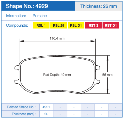 Pagid Racing 4929 Brake Pads