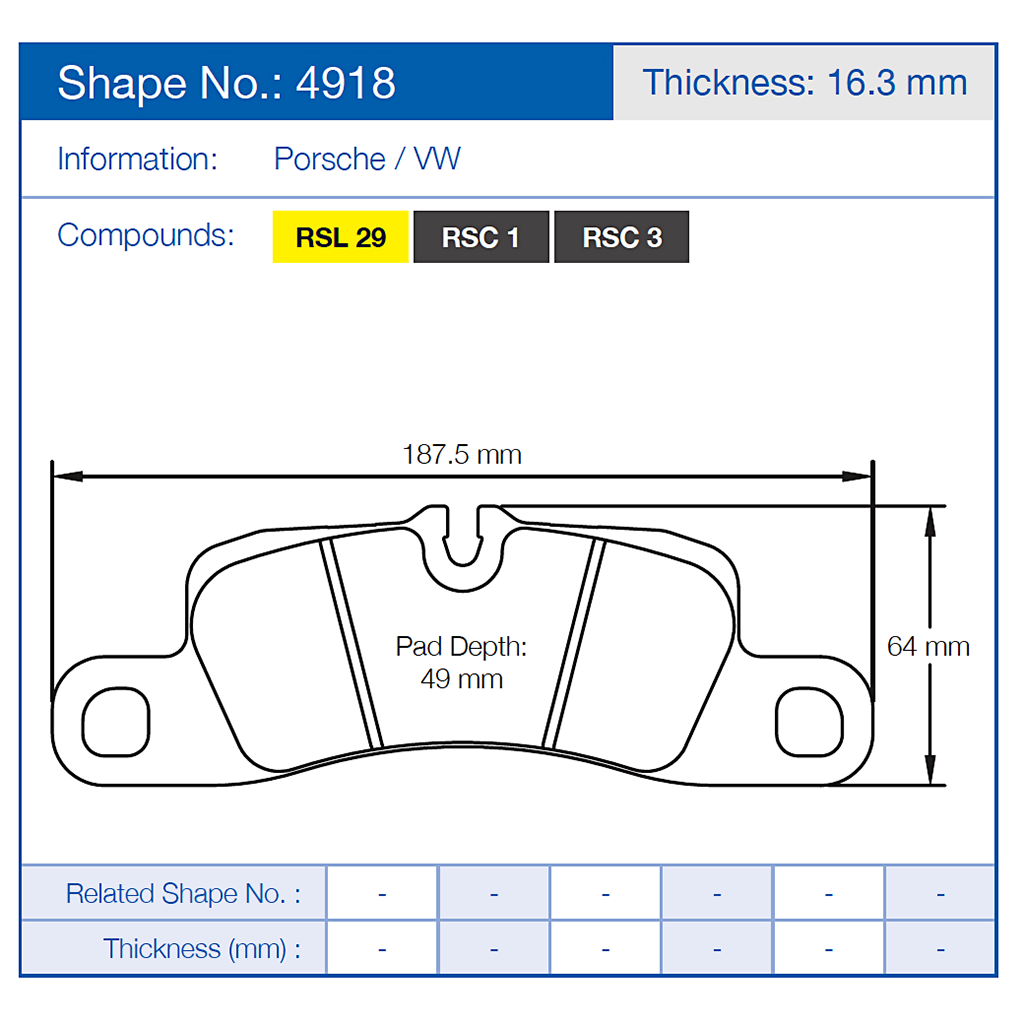 Pagid Racing 4918 Brake Pads