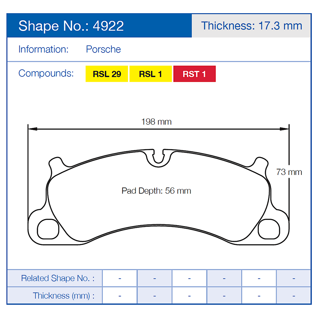 Pagid Racing Brake Pads No 4922