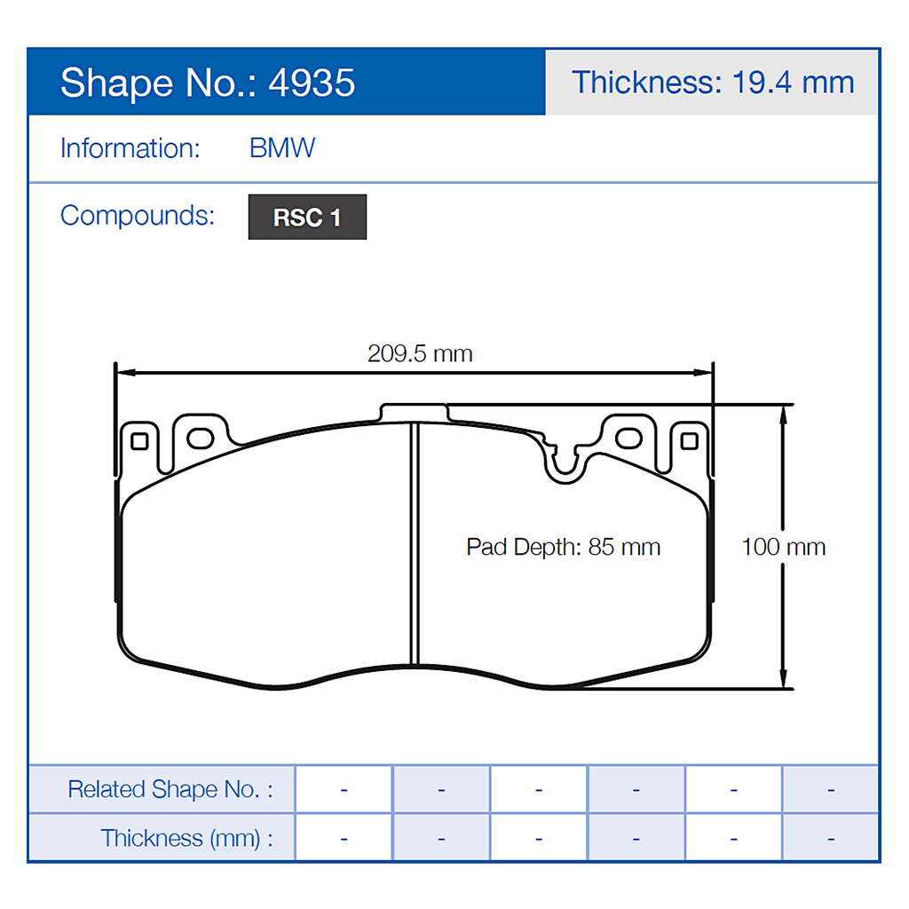 Pagid 4935 Racing Brake Pads