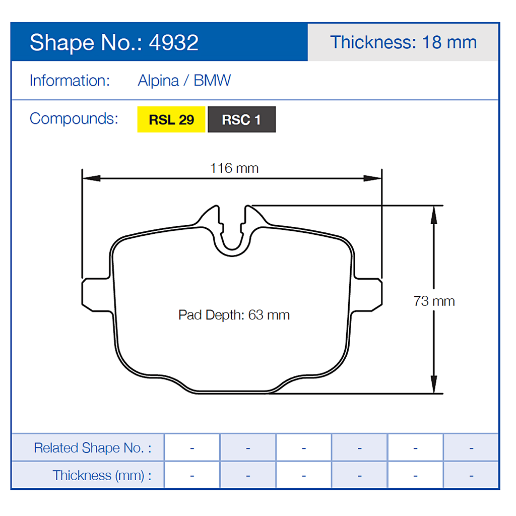 Pagid 4932 Racing Brake Pads
