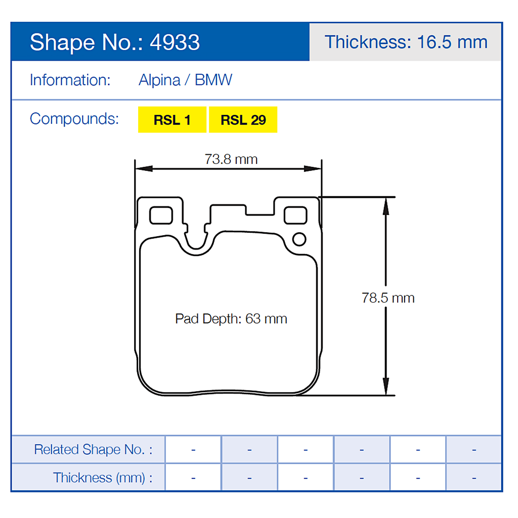 Pagid 4933 Racing Brake Pads