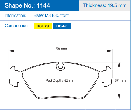 Pagid Racing 1144 Brake Pads