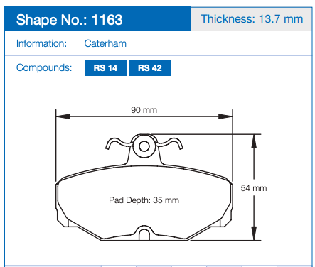 Pagid Racing Brake Pads No. 1163 | Rear