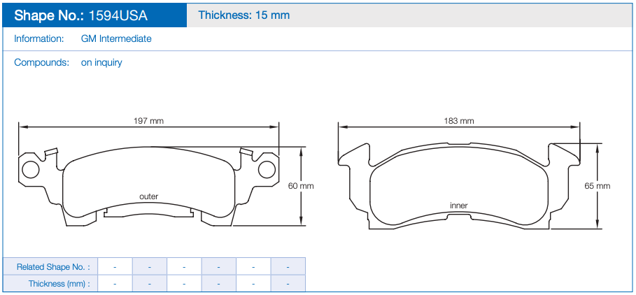 Pagid Racing 1594 Brake Pads