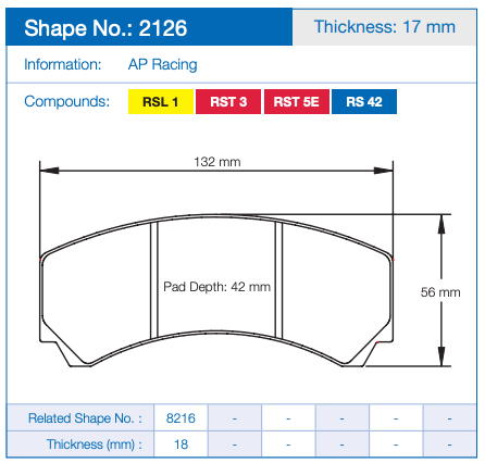 Pagid Racing 2126 Brake Pads