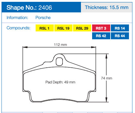 Pagid Racing Brake Pads No. 2406