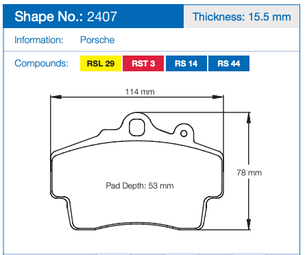 Pagid Racing Brake Pads No. 2407 (Front)