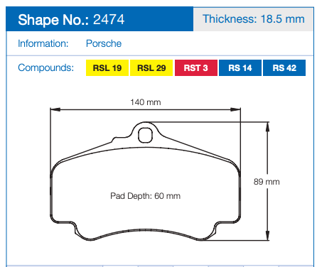 Pagid Racing 2474 Brake Pads