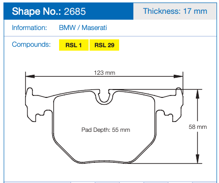 Pagid Racing Brake Pads No. 2685