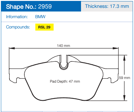Pagid Racing Brake Pads No. 2959