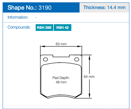 Pagid 3190 Racing Brake Pads