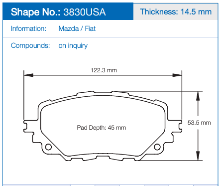 Pagid 3830 USA Racing Brake Pads