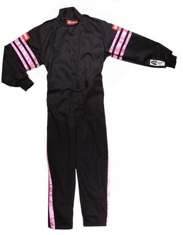 RACEQUIP Black Suit Single Layer Kids Medium Pink Trim