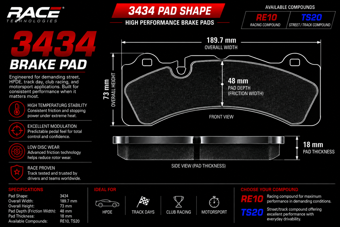 Race Technologies 3434 Brake Pad