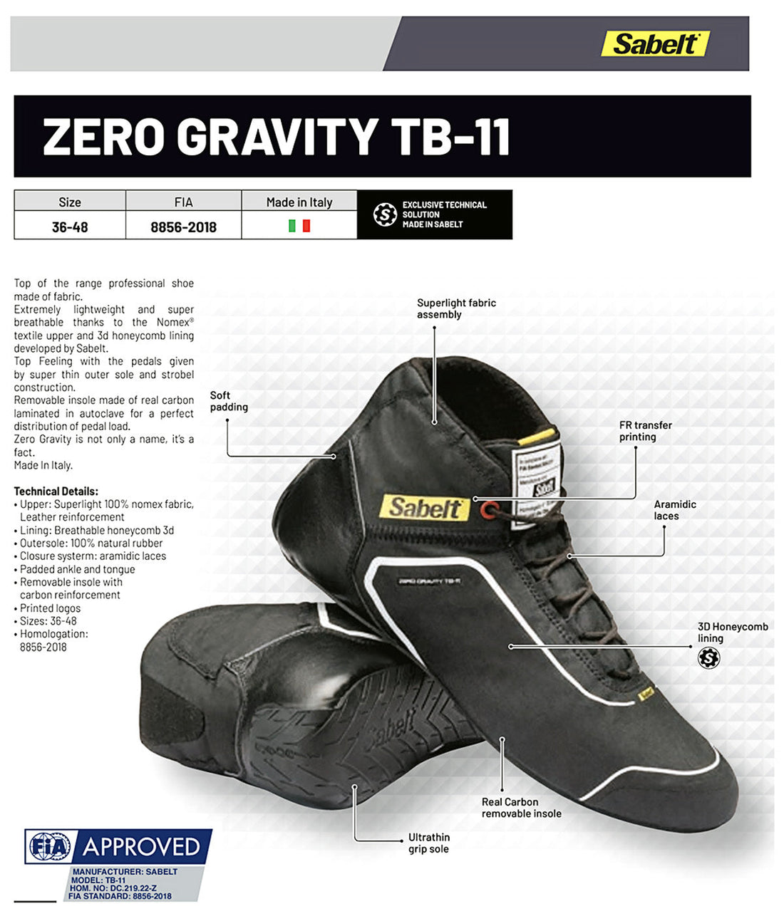 Sabelt TB-11 Zero Gravity Race Shoe