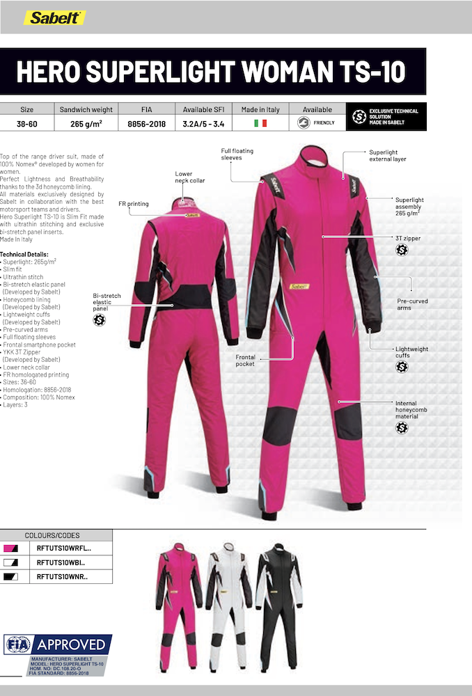 Sabelt Hero Superlight Womens TS-10 Driver Race Suit