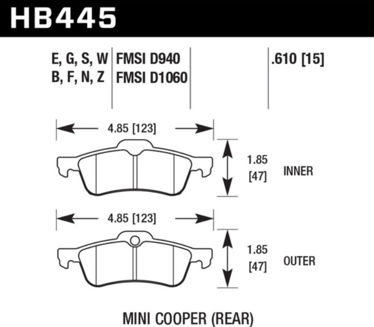 Hawk HB445F.610 Street Performance Pad - HPS Compound