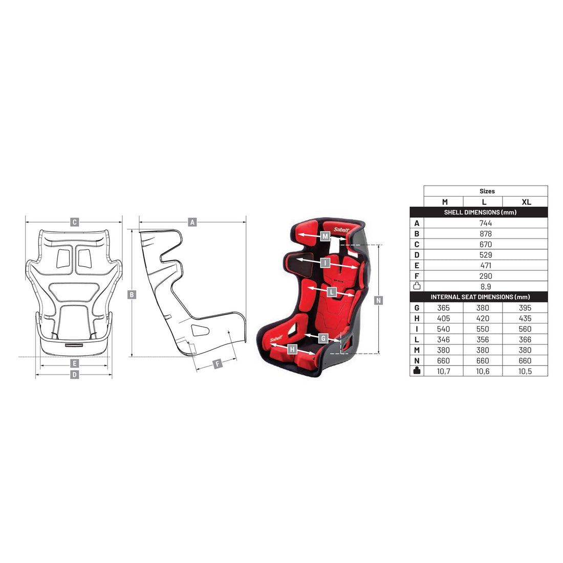 Sabelt GT-Pad FIA Racing Seat (Shell Only) - Spicy Cat Racing