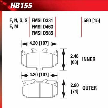 Hawk HB155S.580 Racing Pad - HT-10 Compound
