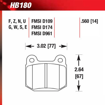 Hawk HB180U.560 Racing Pad - DTC-70 Compound