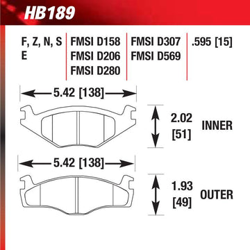 Hawk HB189E.595 Racing Pad - Blue Compound