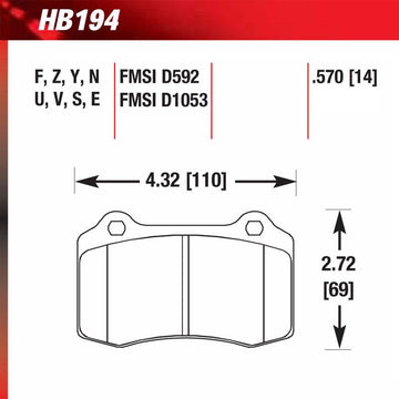 Hawk HB194U.570 Racing Pad - DTC-70 Compound