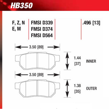 Hawk HB350E.496 Racing Pad - Blue Compound