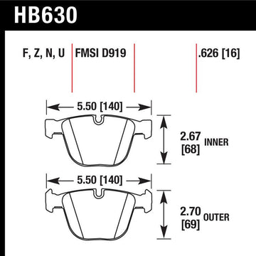 Hawk HB630U.626 Racing Pad - DTC-70 Compound