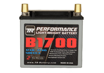 Tomioka Racing TR-B1700R 17 lbs Right-Side Positive Street Use Race Use Track Use Universal Fit Performance AGM Light-Weight Battery with Battery Tender (Optional)