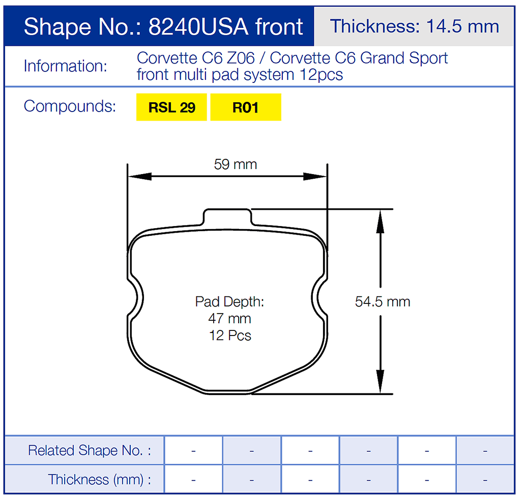 Pagid 8240 USA Racing Brake Pads (Front)