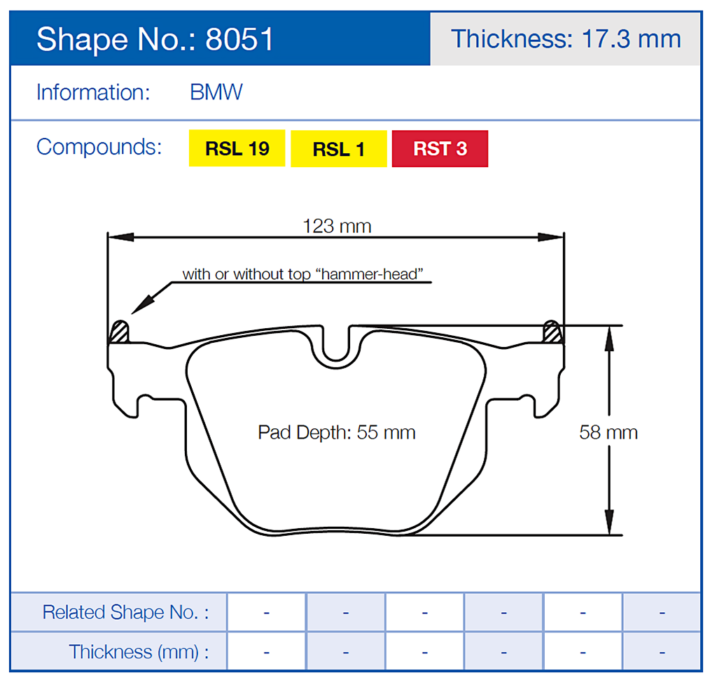 Pagid Racing Brake Pads No. 8051