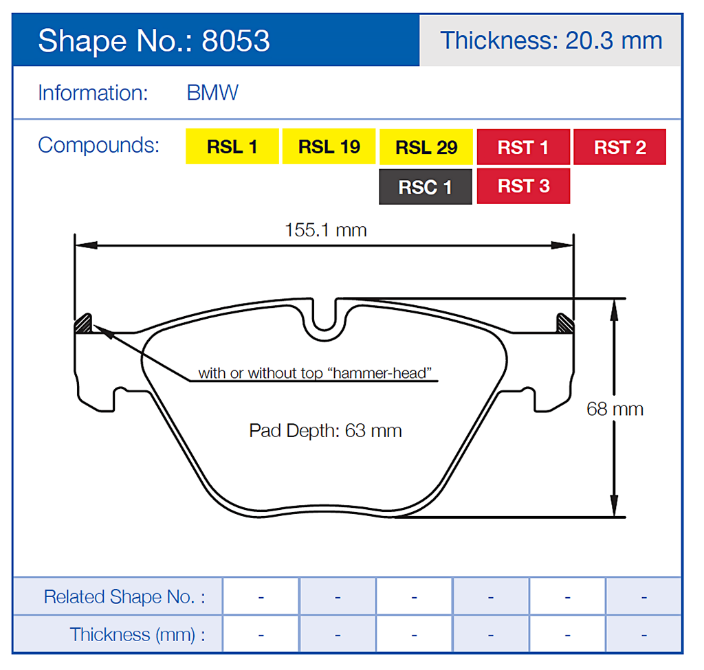 Pagid Racing Brake Pads No. 8053