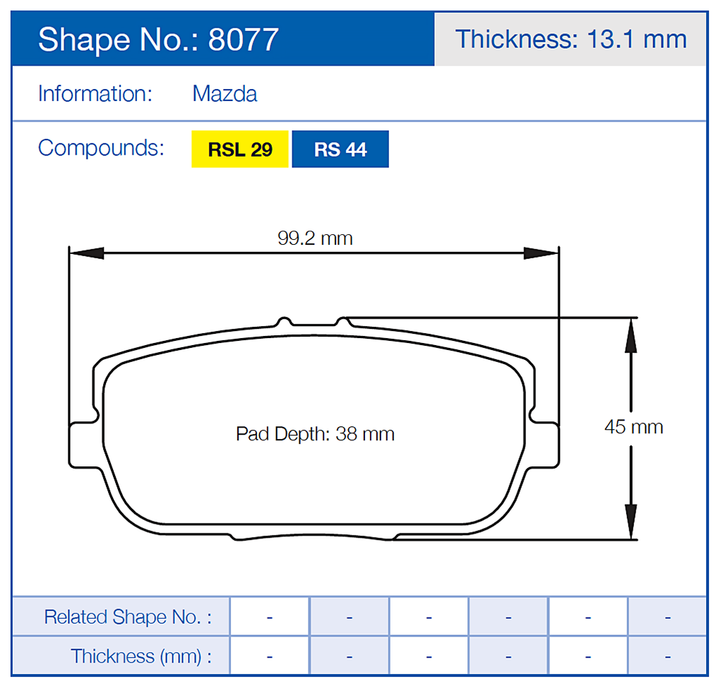 Pagid Racing Brake Pads No. 8077