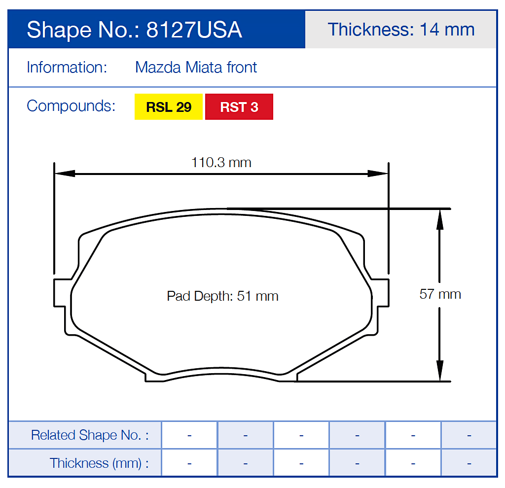 Pagid Racing Brake Pads No. 8127 USA