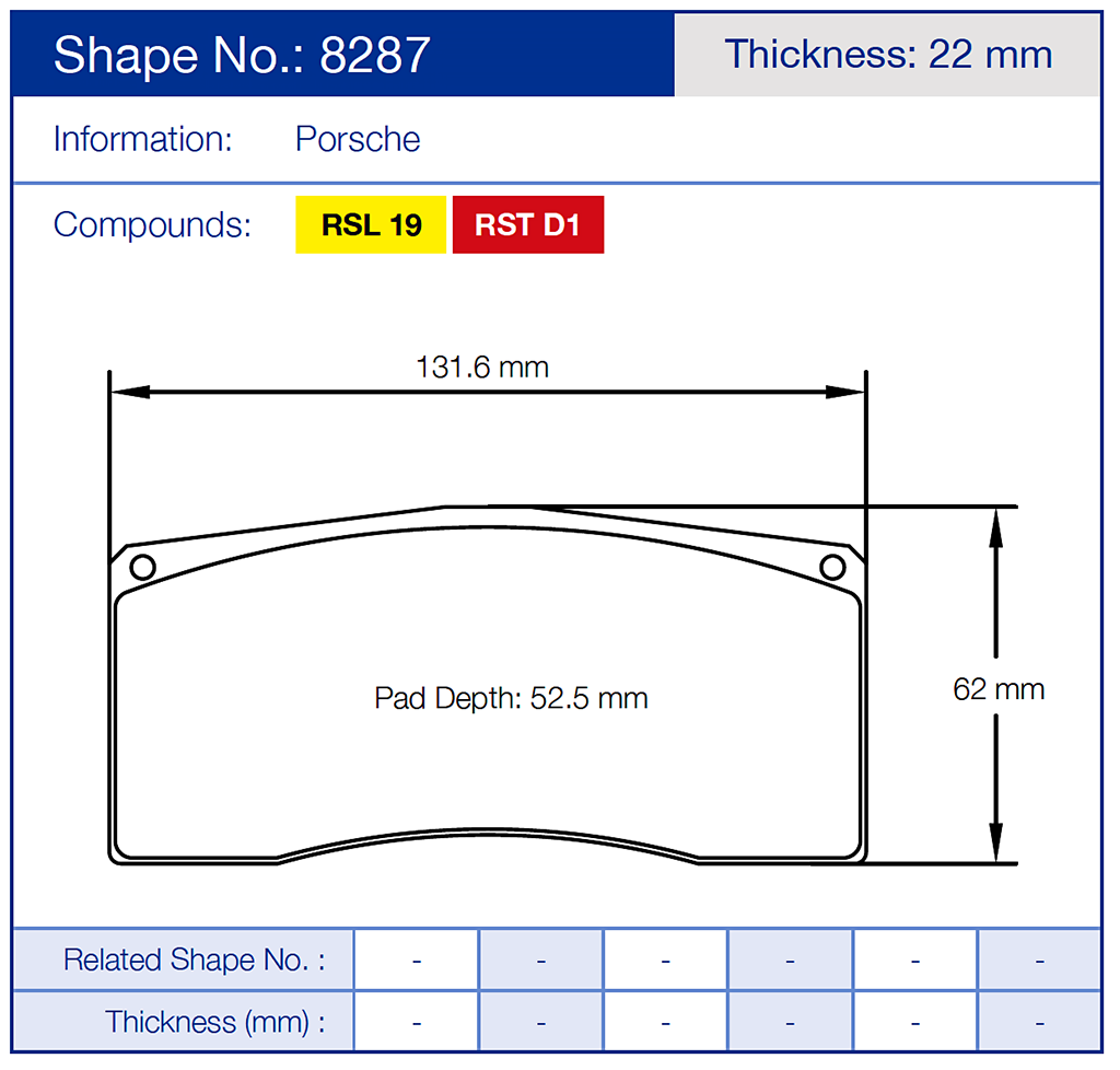 Pagid Racing Brake Pads 8287