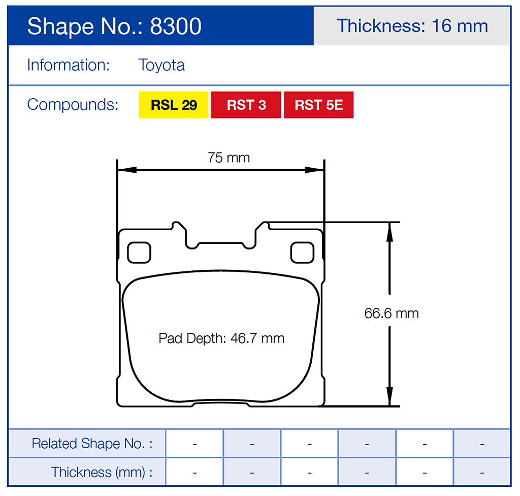 Pagid Racing Brake Pads No. 8300 (Rear)