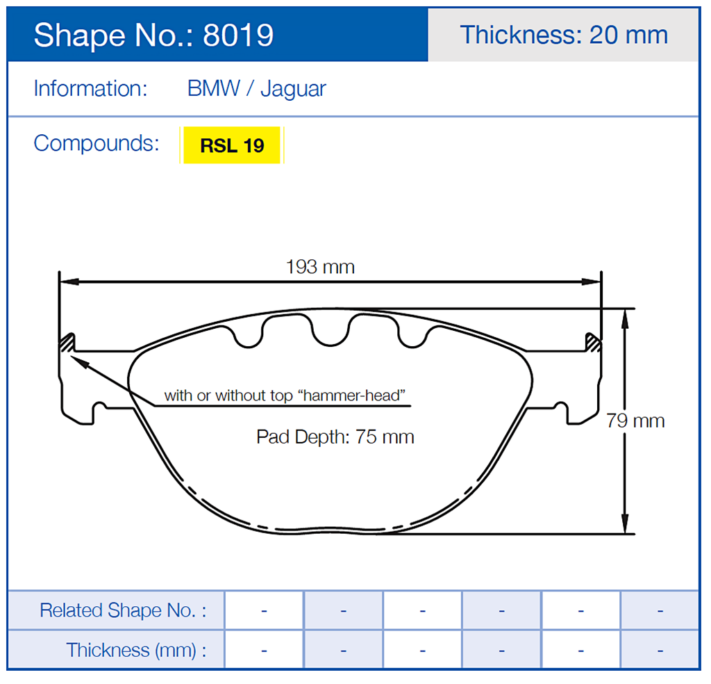 Pagid 8019 Racing Brake Pads