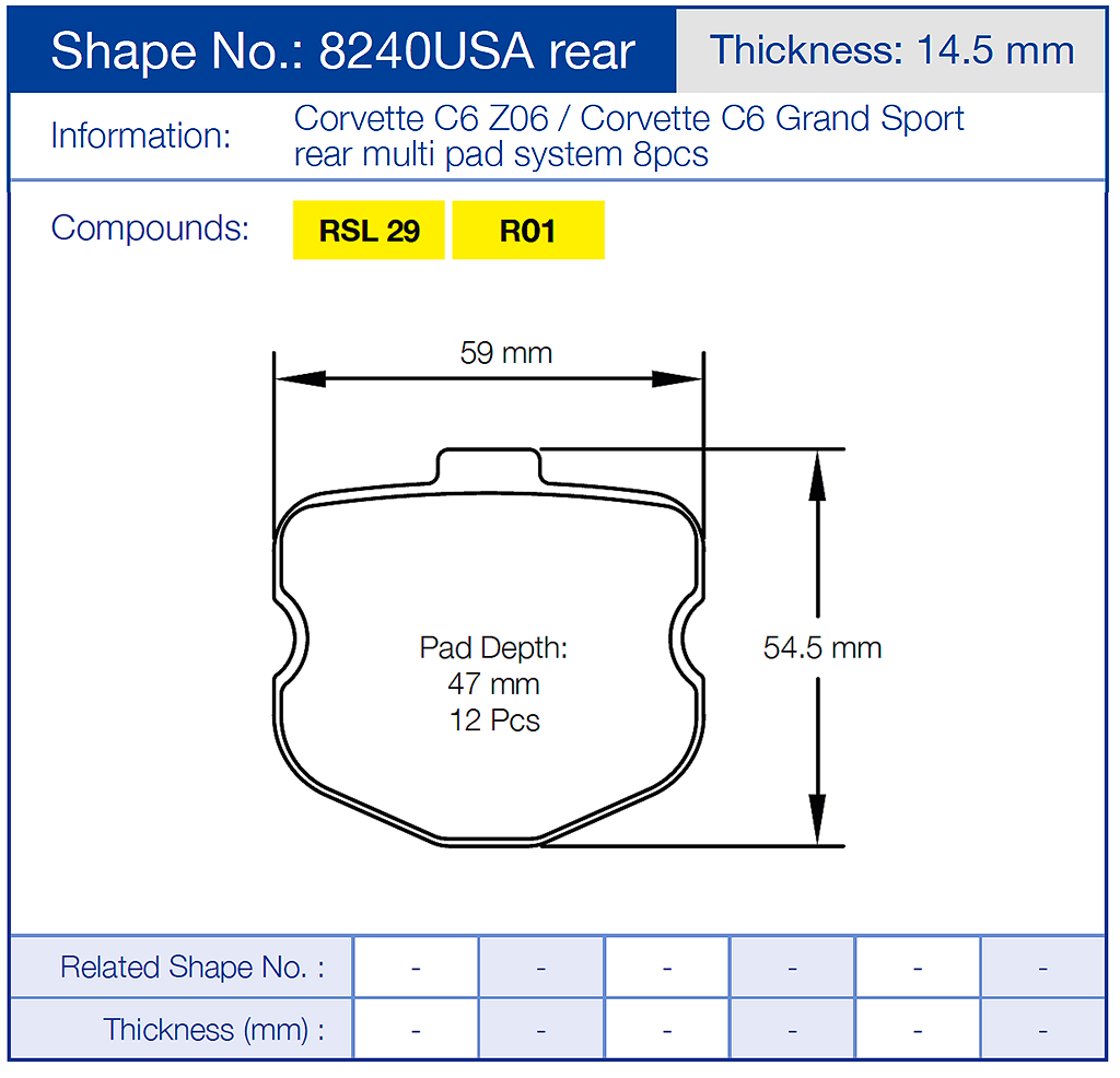 Pagid 8240USA Racing Brake Pads (Rear)