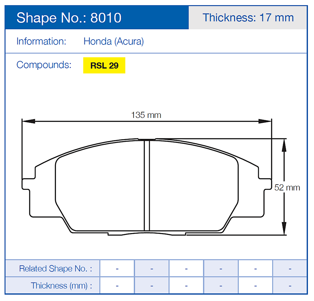 Pagid 8010 Racing Brake Pads