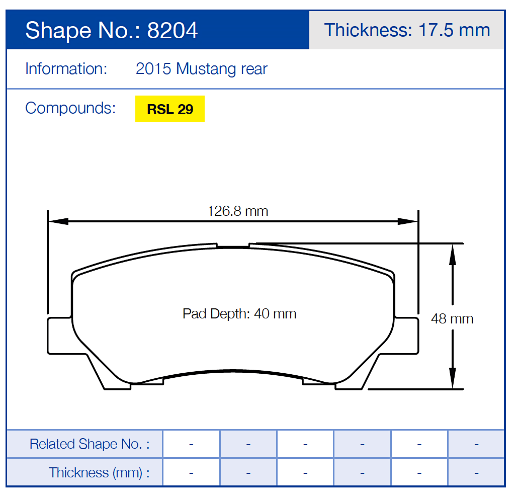 Pagid 8204 Racing Brake Pads