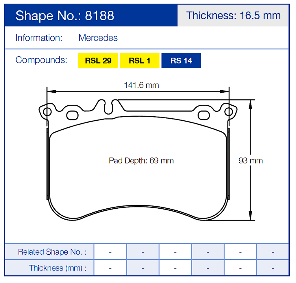 Pagid 8188 Racing Brake Pads