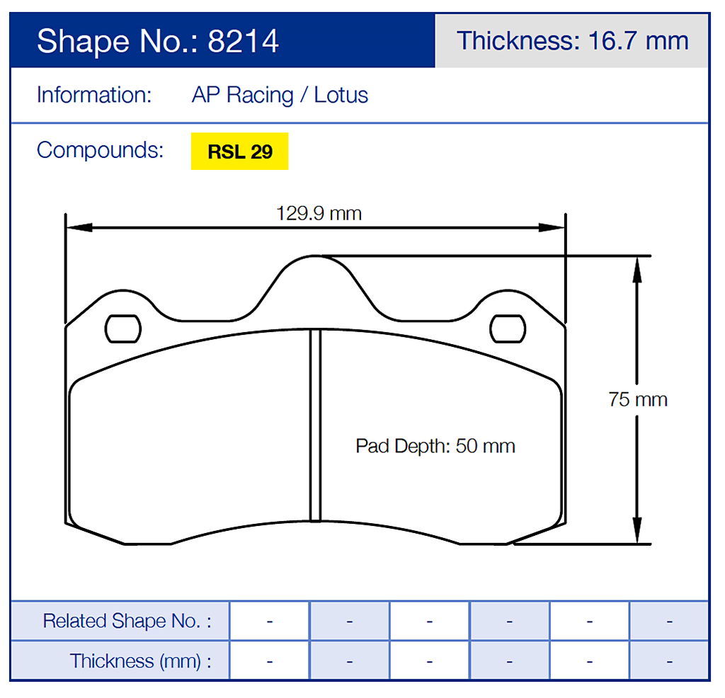 Pagid 8214 Racing Brake Pads